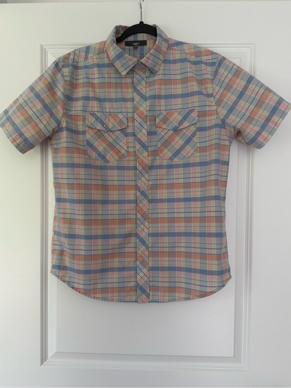 Mountain Ridge Men's Short-Sleeve Plaid Button-Down Shirt - Blue & Cream